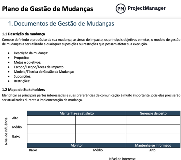Modelo de plano de gestão de mudanças