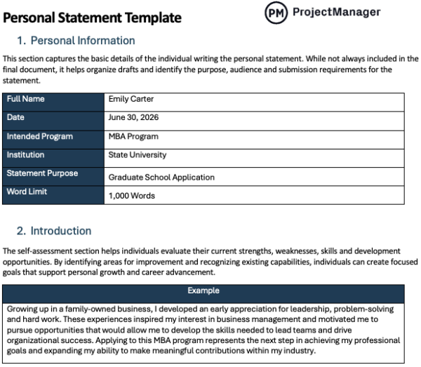 Personal Statement Template