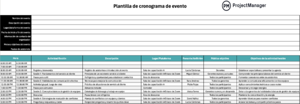 Plantilla de cronograma de evento para Excel