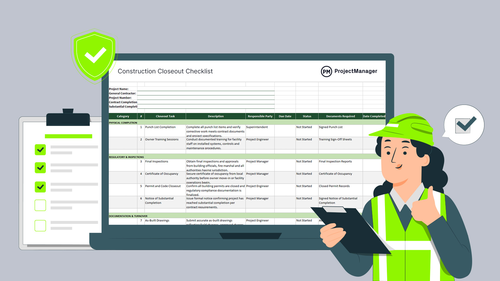 Construction Closeout Checklist Template