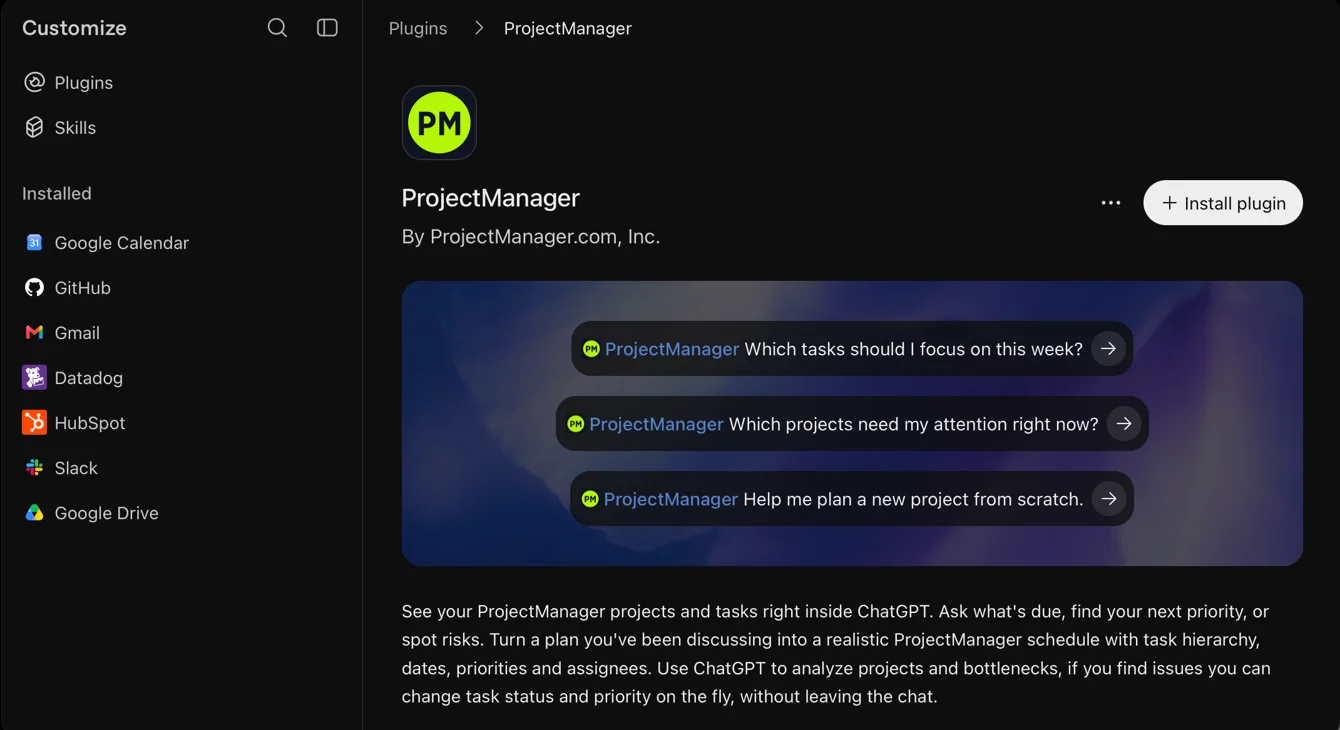 ChatGPT Plugin ProjectManager