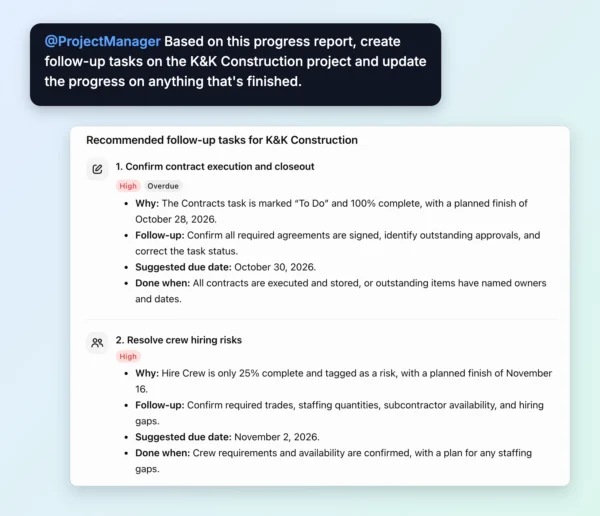 ChatGPT ProjectManager integration create follow up tasks