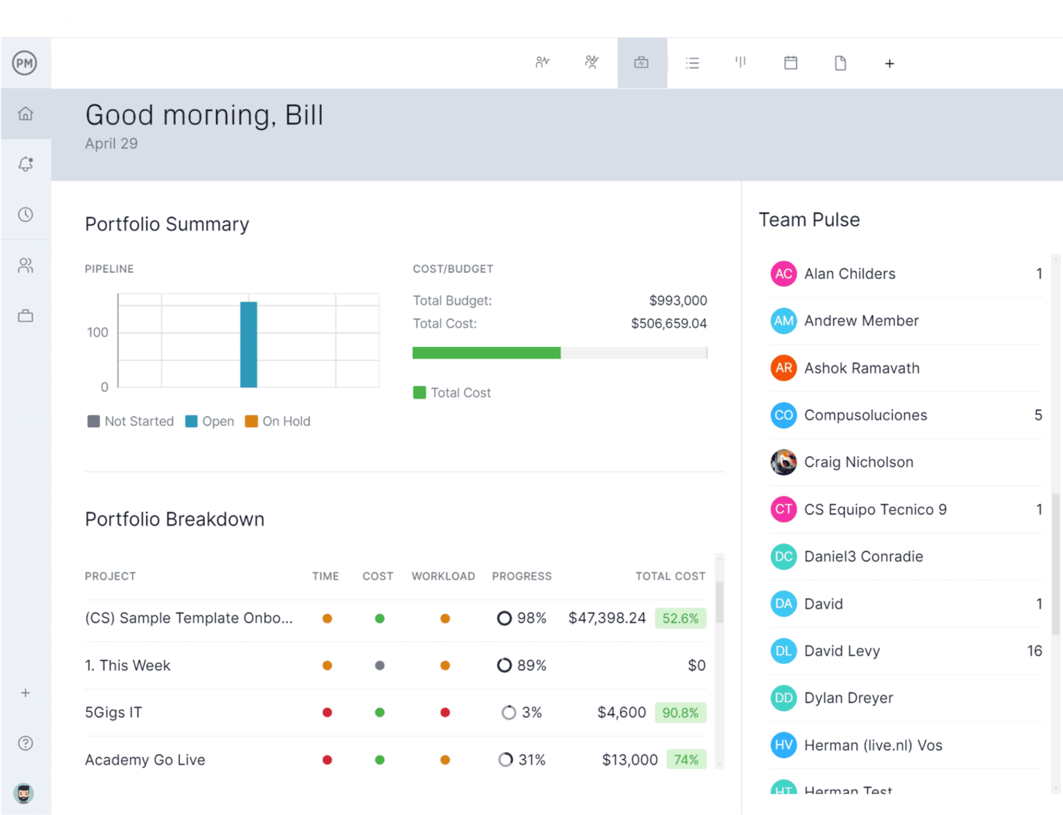 Project portfolio management software with PPM tools such as customized dashboards