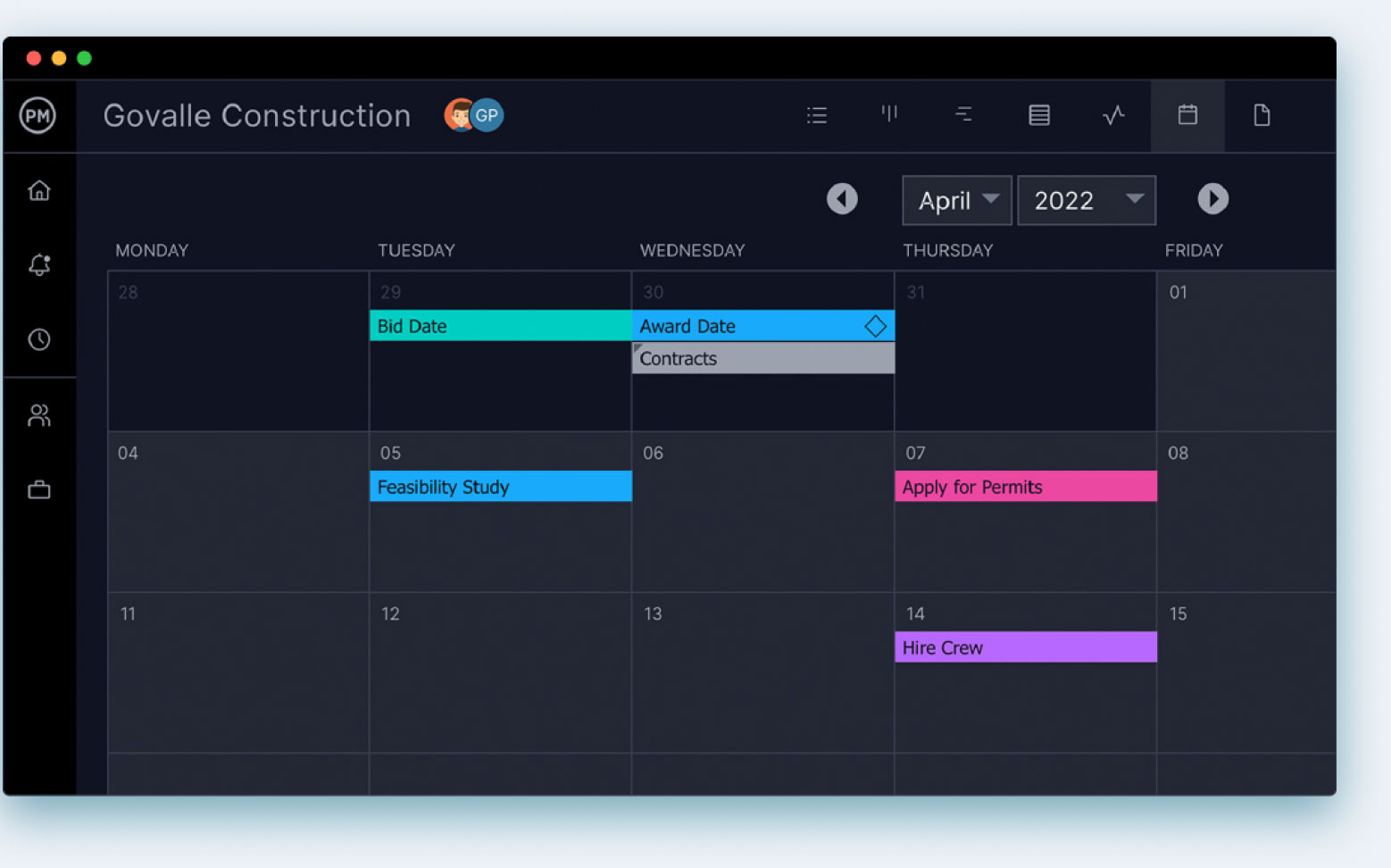 Task management software with calendar view
