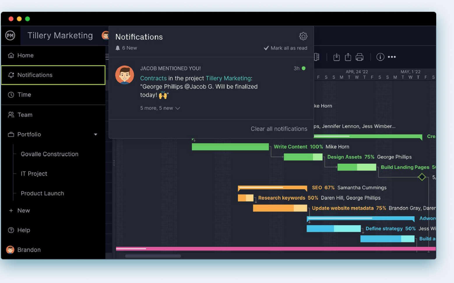 ProjectManager's real-time notifications are a must-have project collaboration tool