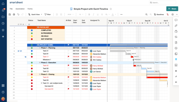 Smartsheet, one of the best task management software