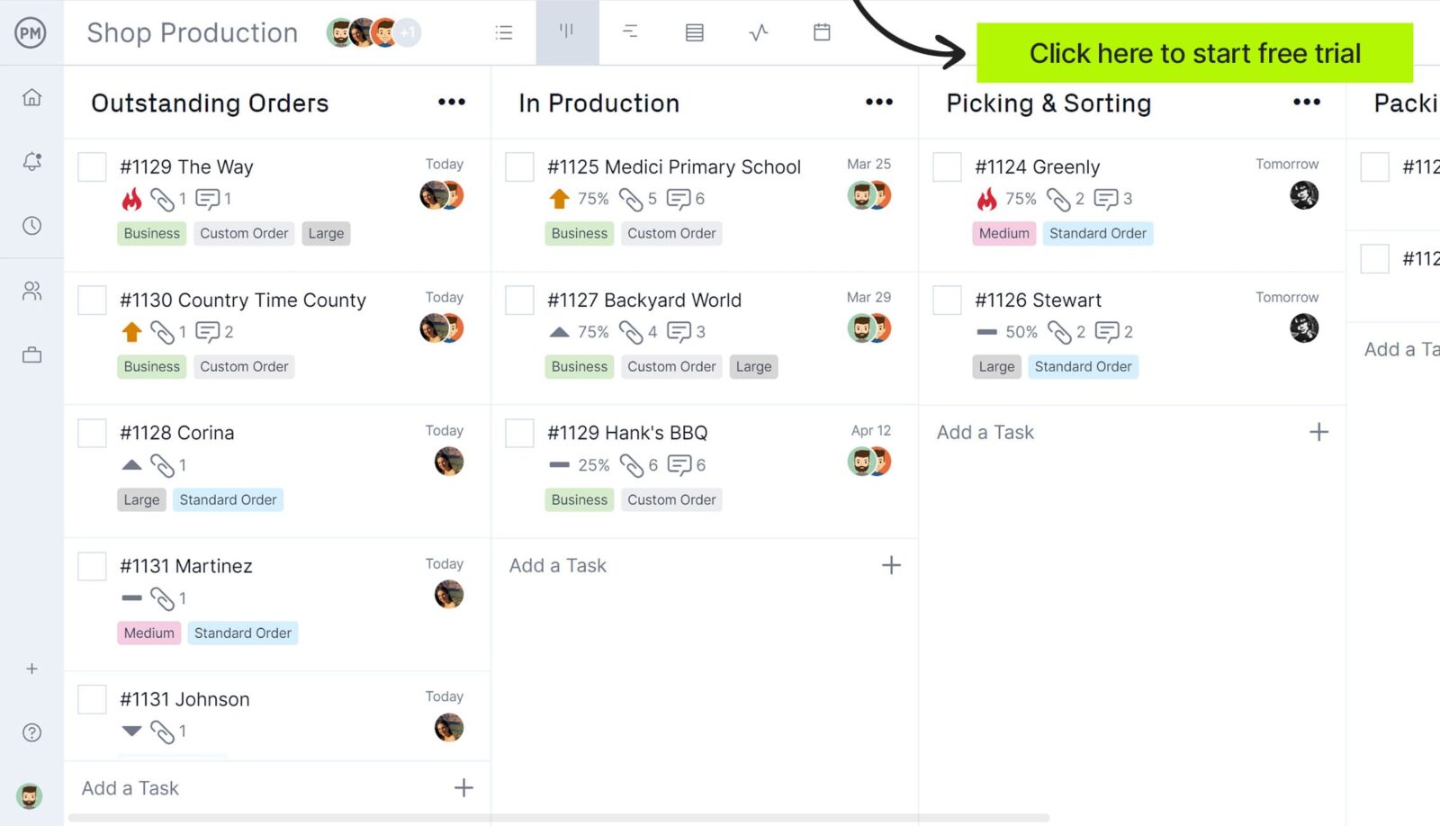 Kanban board in ProjectManager