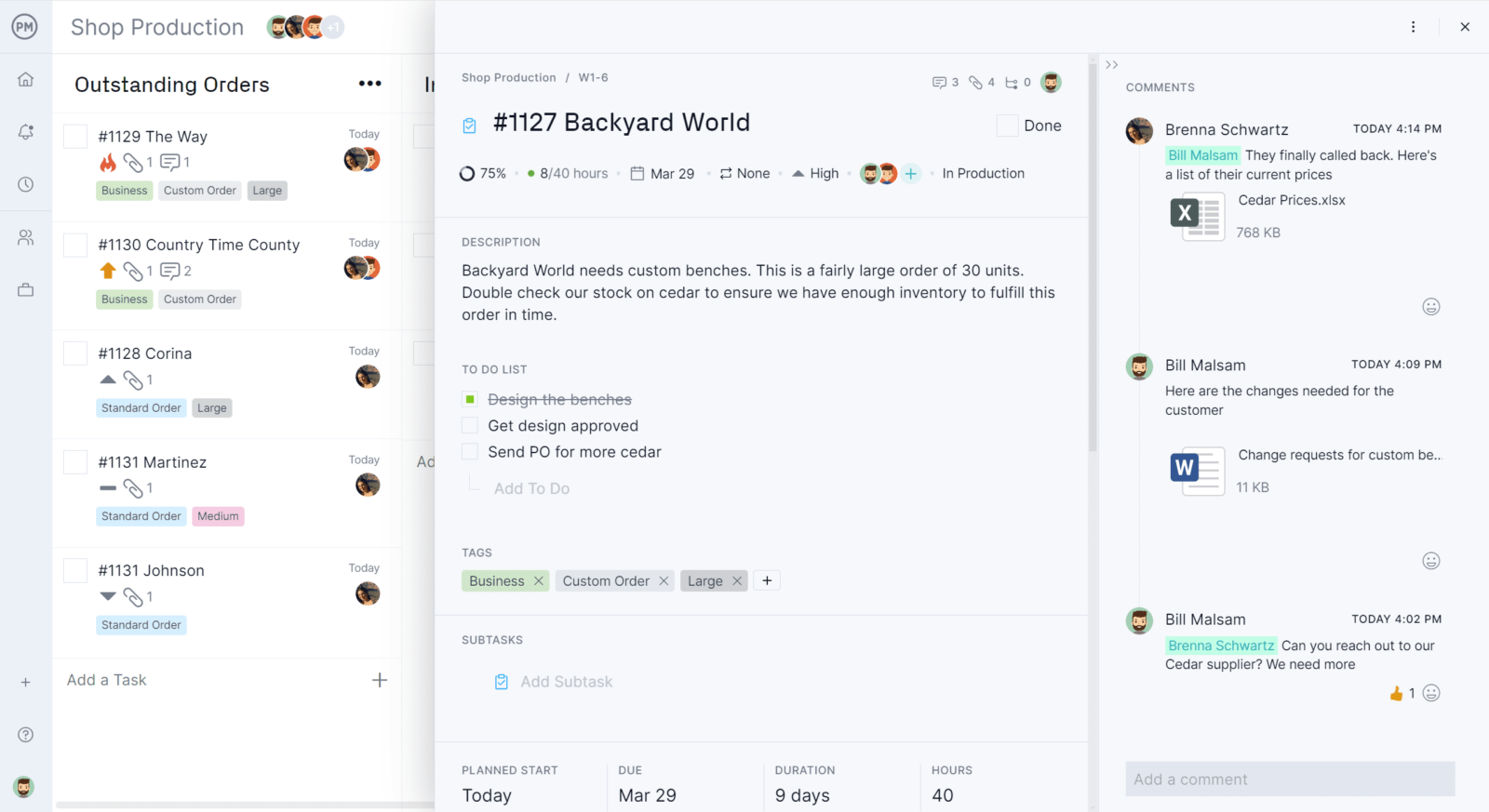 Kanban with task card